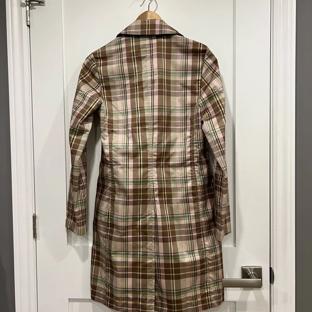 GAP Women's Trench Coat - Brown and Pink Plaid - Picture 10 of 16